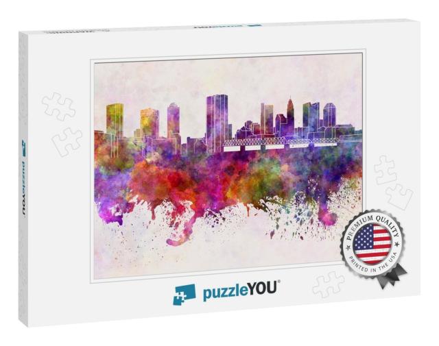 Columbus Skyline in Watercolor Background... Jigsaw Puzzle