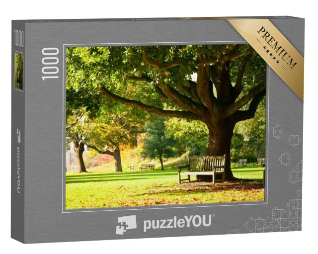 Puzzel 1000 stukjes „Bank onder een oude boom in de Royal Botanic Gardens, Londen“