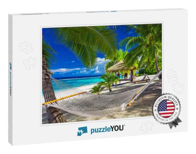 Hammock Between Palm Trees on a Vibrant Tropical Beach of... Jigsaw Puzzle