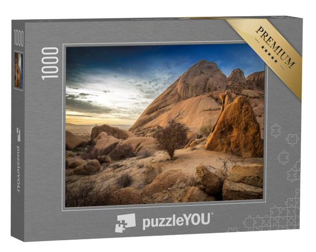 Puzzel 1000 stukjes „Zonsondergang met wolken boven de Spitzkoppe, Namibië“