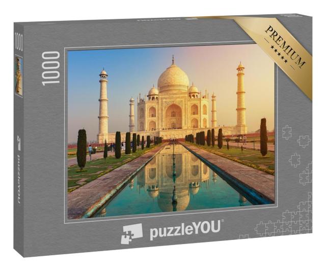 Puzzle 1000 Teile „Ein weltberühmtes Bauwerk: Taj Mahal am Yamuna, Agra, Indien“