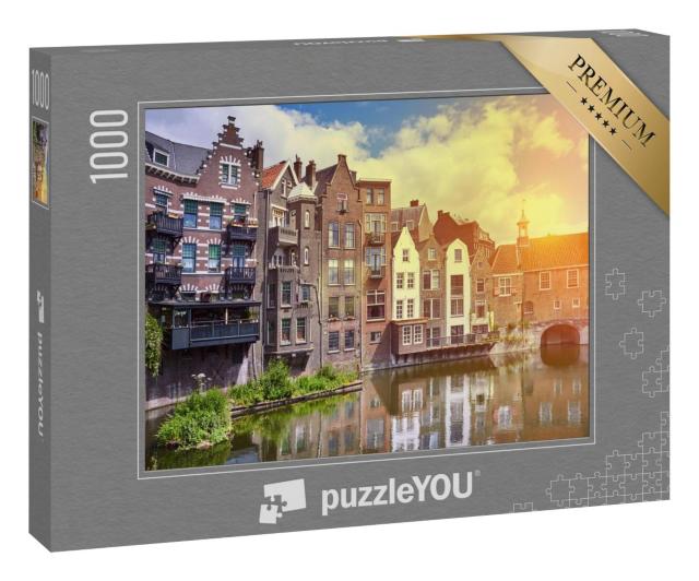 Puzzle 1000 Teile „Sonnenuntergang über Delfshaven, Rotterdam, Niederlande“