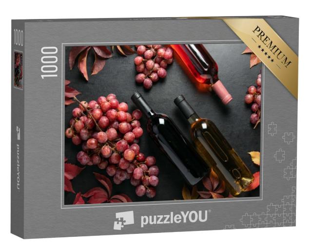 Puzzel 1000 stukjes „Een assortiment wijnflessen“