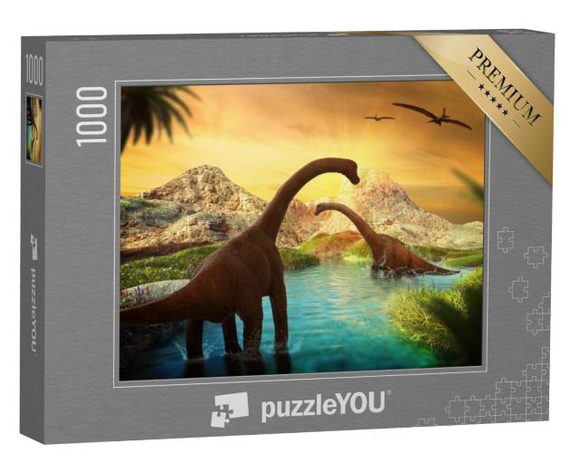 Puzzel 1000 stukjes „De wereld van dinosaurussen“