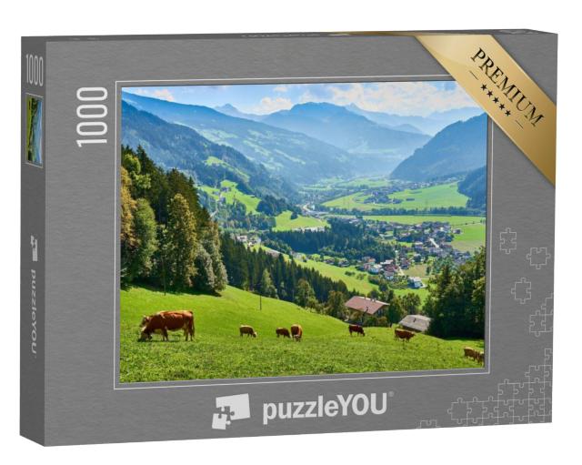 Puzzel 1000 stukjes „Uitzicht over het prachtige Zillertal in Tirol, Oostenrijk“