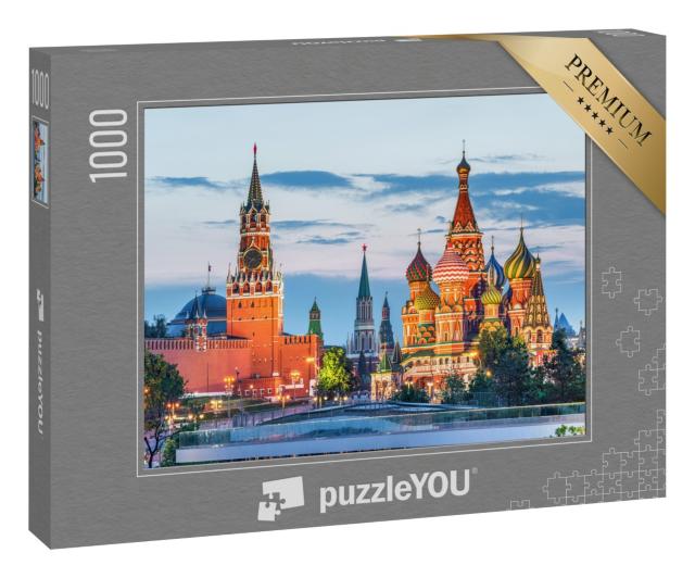 Puzzle 1000 Teile „Kreml und Basilius-Kathedrale auf dem Roten Platz, Moskau, Russland“