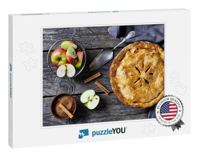 Classic American Autumn Dessert Apple Pie with Cinnamon &... Jigsaw Puzzle