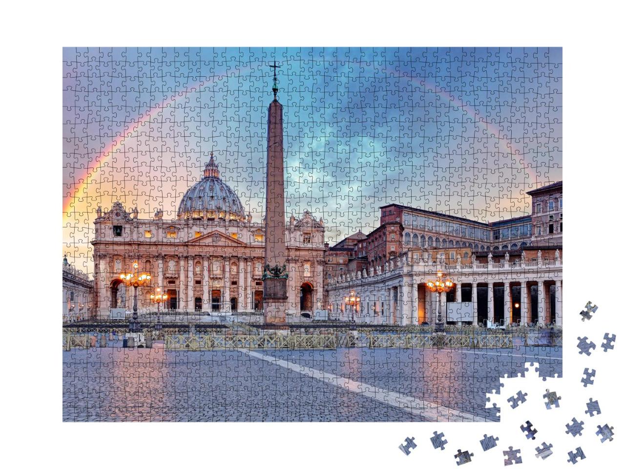 Puzzle 1000 Teile „Vatikan, Rom: Regenbogen über dem Petersplatz“