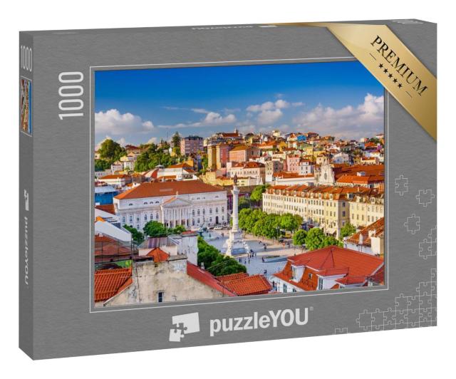 Puzzle 1000 Teile „Lissabon Skyline mit Blick über den Rossio Platz“
