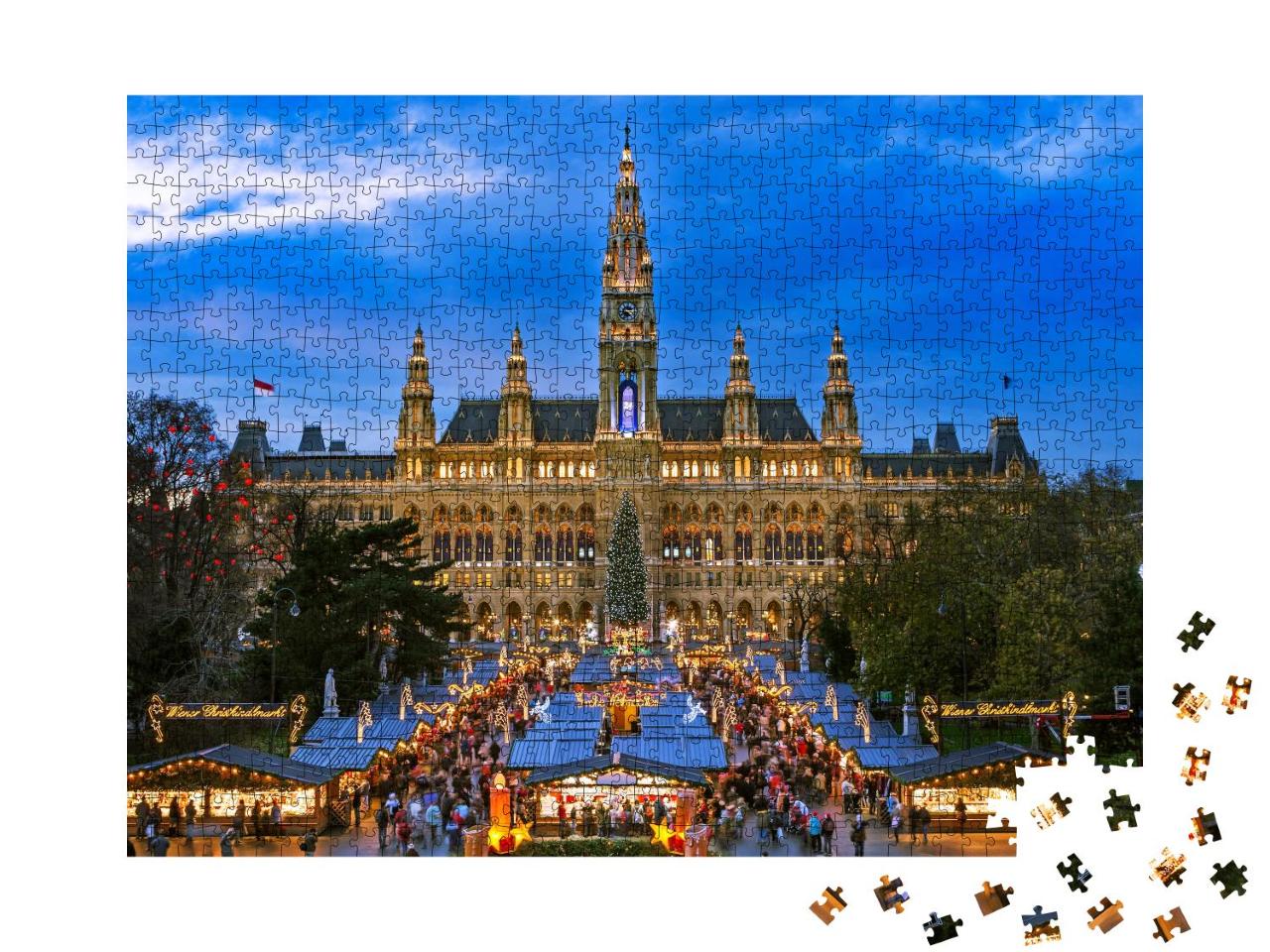 Puzzle 1000 Teile „Weihnachtsmarkt in Wien, winterliches Motiv“