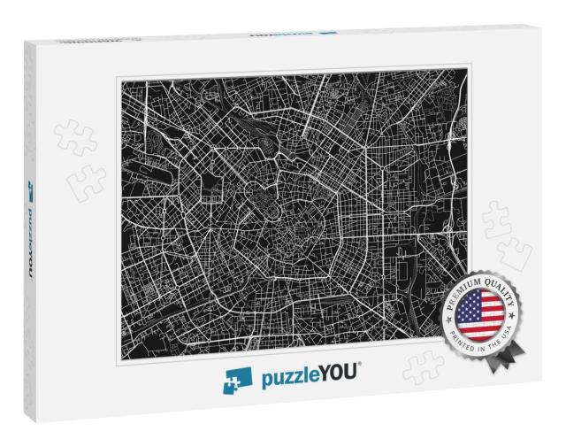 Black & White Vector City Map of Milan with Well Organize... Jigsaw Puzzle