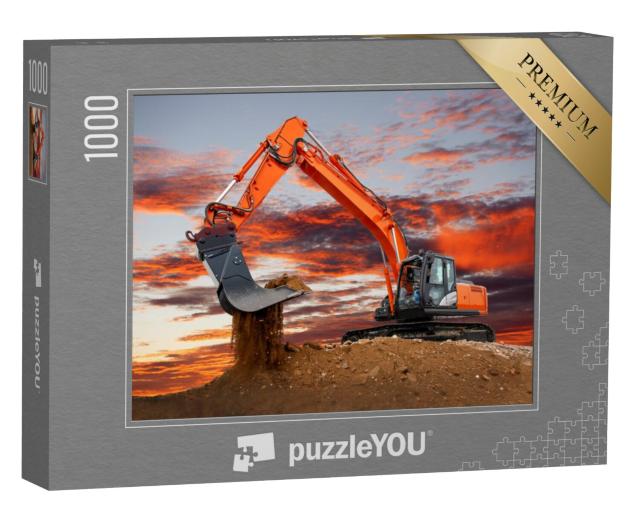 Puzzel 1000 stukjes „Graafmachine aan het werk op de bouwplaats“