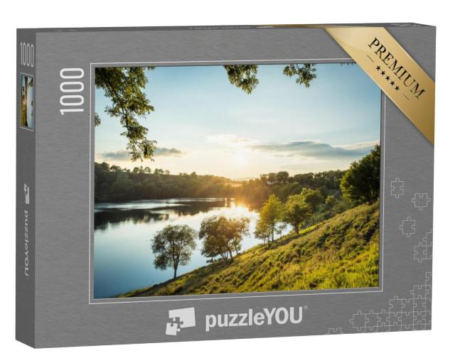 Puzzel 1000 stukjes „Avondsfeer op het Weinfelder Maar in de Eifel, Duitsland“