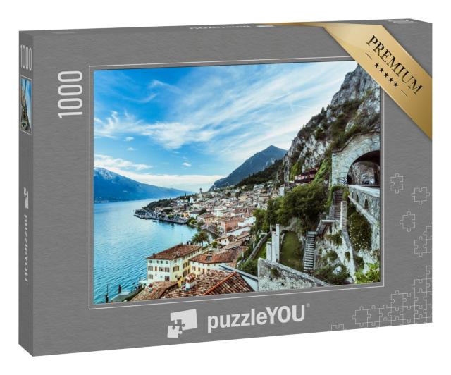 Puzzle 1000 Teile „Wunderschönes Panorama von Limone sul Garda am Gardasee“