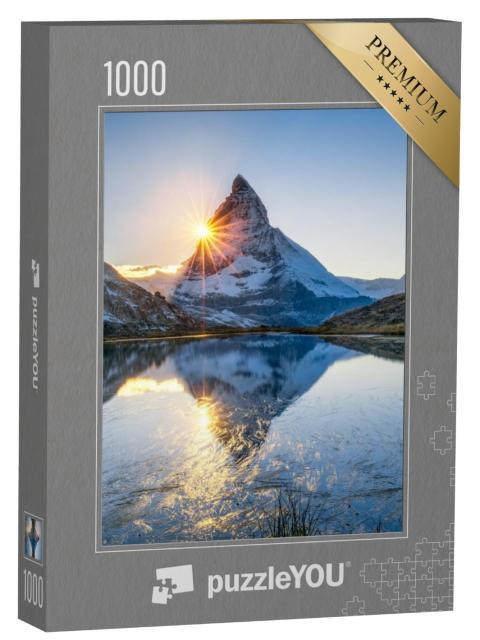 Puzzel 1000 stukjes „Zonsopgang bij Riffelsee en Matterhorn, Zwitserland“