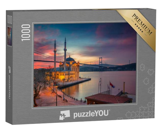 Puzzel 1000 stukjes „Zonsopgang bij de Ortakoy Moskee met de Bosporusbrug in Istanbul“