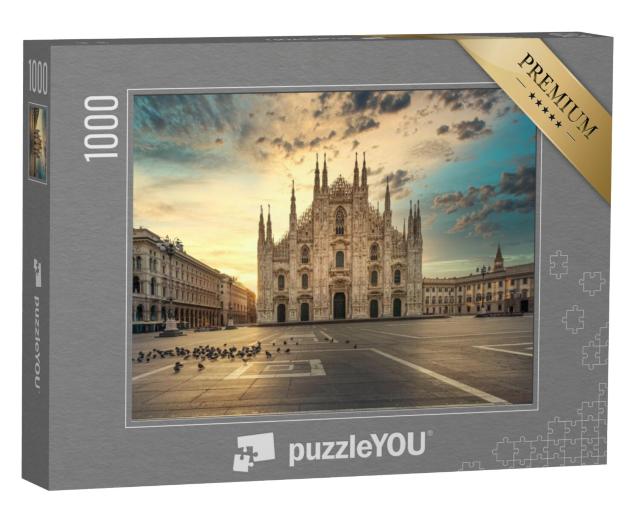 Puzzel 1000 stukjes „Duomo van Milaan, kathedraal bij zonsopgang, Italië“