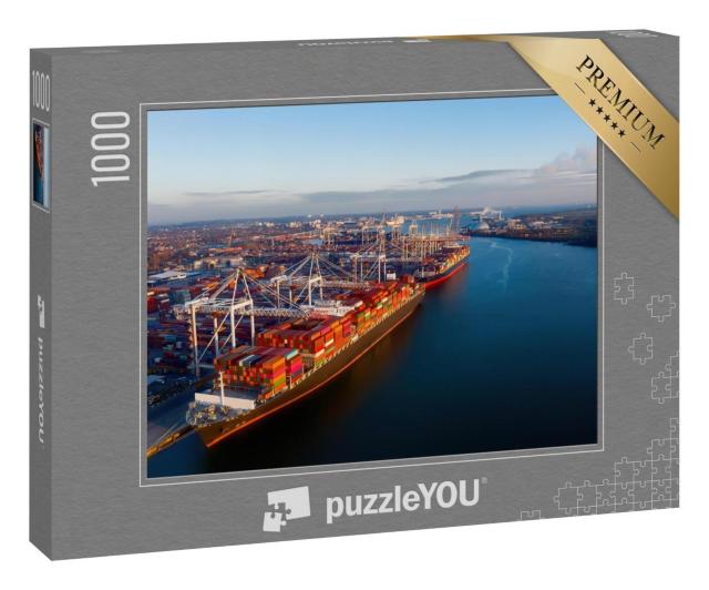 Puzzle 1000 Teile „Enorme Containerschiffe im Hafen von Southampton“