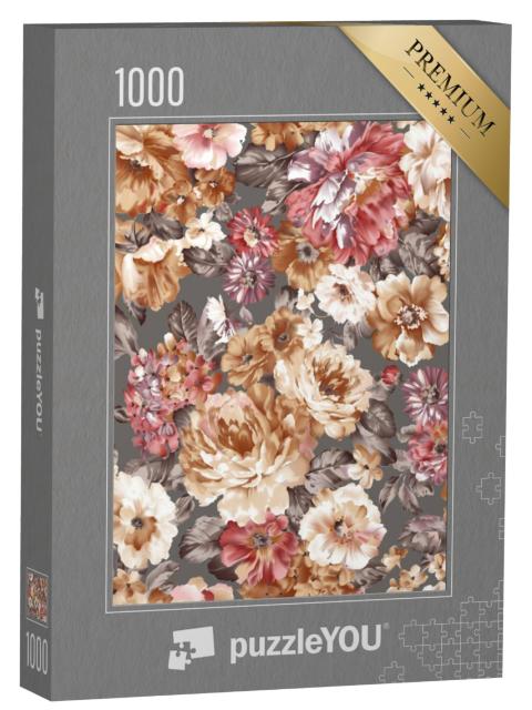 Puzzel 1000 stukjes „Aquarel van kleurrijke bloemen“