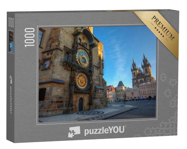 Puzzel 1000 stukjes „Oude Stadsplein van Praag, zonsopgang bij de Astronomische Klokkentoren“