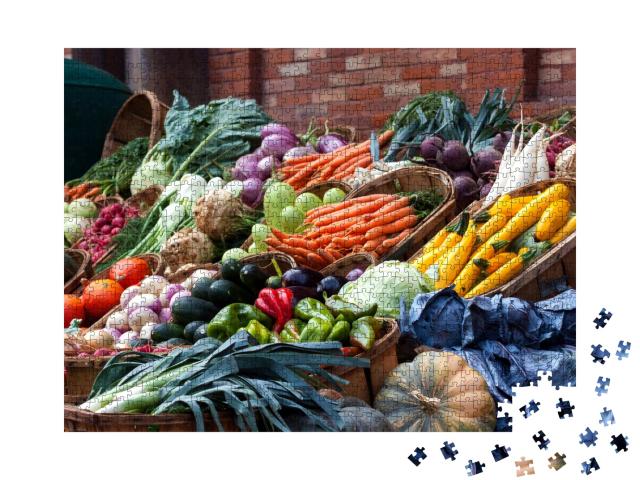 Puzzle 1000 Teile „Obst und Gemüse auf einem Markt in Frankreich“