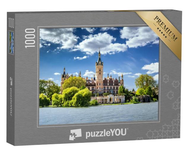 Puzzel 1000 stukjes „Kasteel Schwerin, omgeven door meren en bossen“