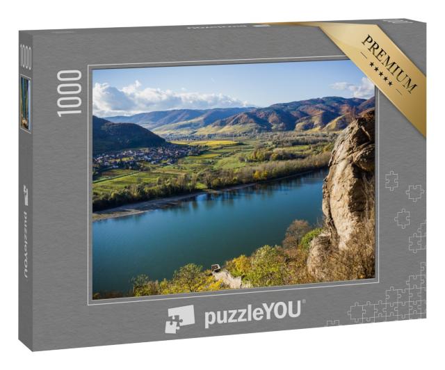 Puzzle 1000 Teile „Landschaft der Wachau, Fluss Donau, Österreich“