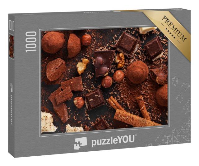 Puzzle 100 Teile „Verschiedene süße hausgemachte Schokoladenpralinen“