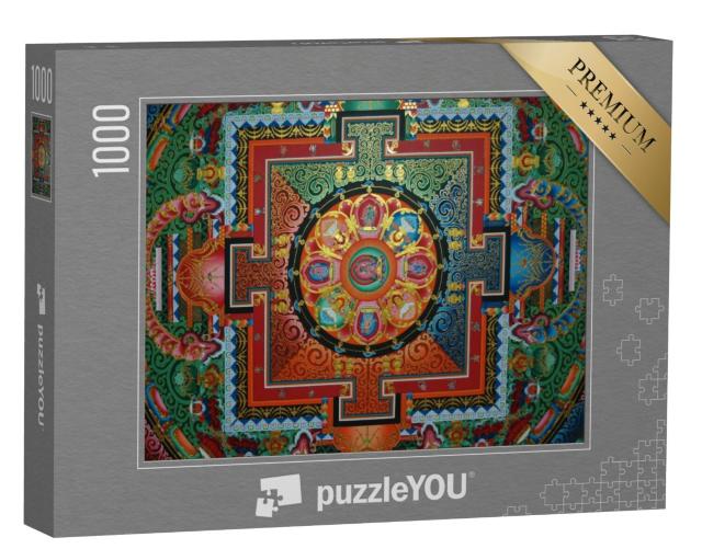 Puzzel 1000 stukjes „Vierkante mandala op het plafond van een Tibetaans klooster“