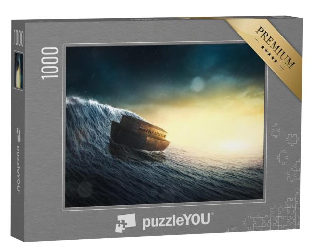 Puzzel 1000 stukjes „Digitale kunst: Ark van Noach in de storm“