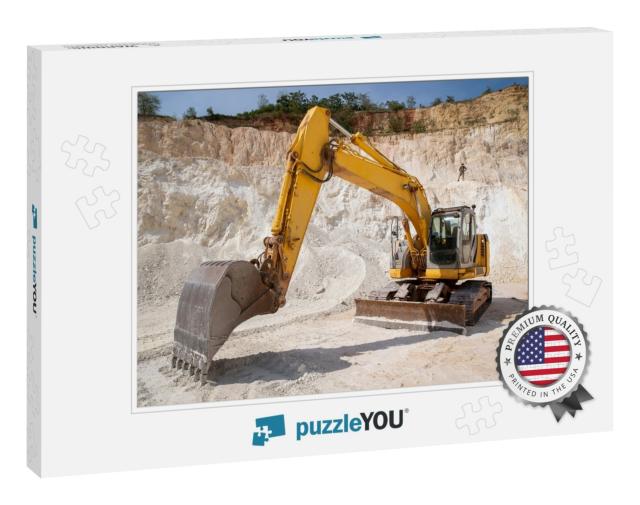 Hydraulic Crawler Excavator Working in Quarries. Yellow E... Jigsaw Puzzle