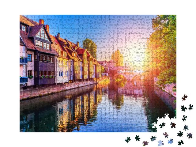 Puzzle 1000 Teile „Sonnenuntergang über der Altstadt von Nürnberg, Deutschland“