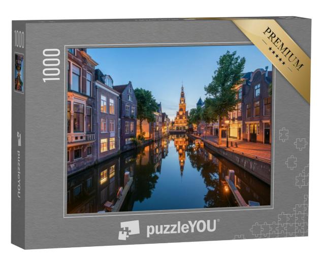 Puzzel 1000 stukjes „Waag bij het Waagplein in de schemering, Alkmaar“