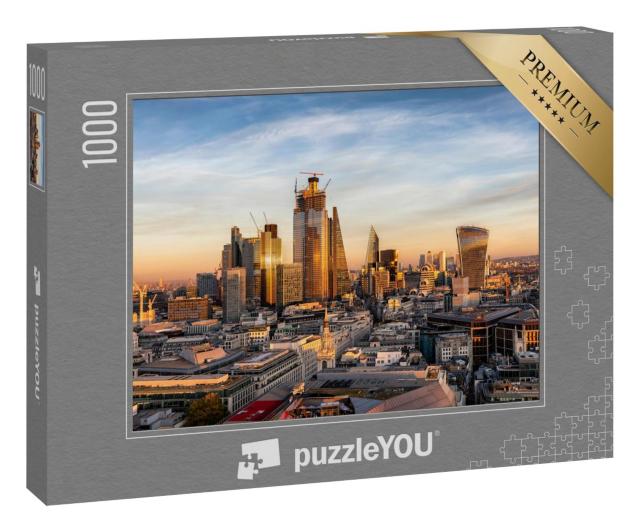 Puzzle 1000 Teile „Sonnenuntergang über der Skyline der City of London, England“