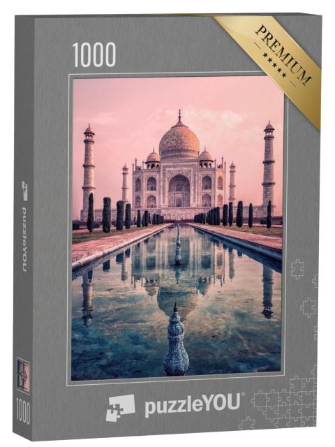 Puzzel 1000 stukjes „Taj Mahal in het licht van zonsopgang, Agra, India“