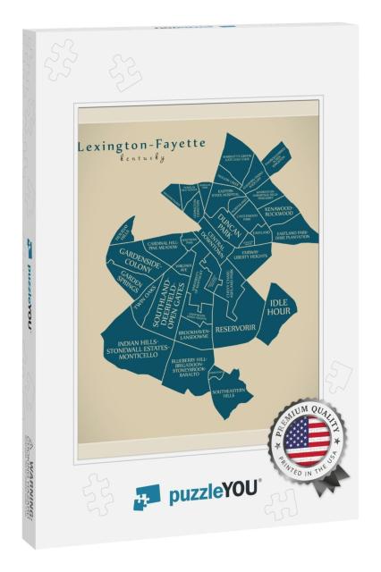 Modern City Map - Lexington-Fayette Kentucky City of the... Jigsaw Puzzle