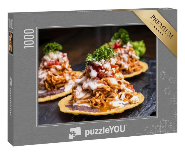 Puzzle 1000 Teile „Köstliche Tostadas nach mexikanischer Art mit Huhn“
