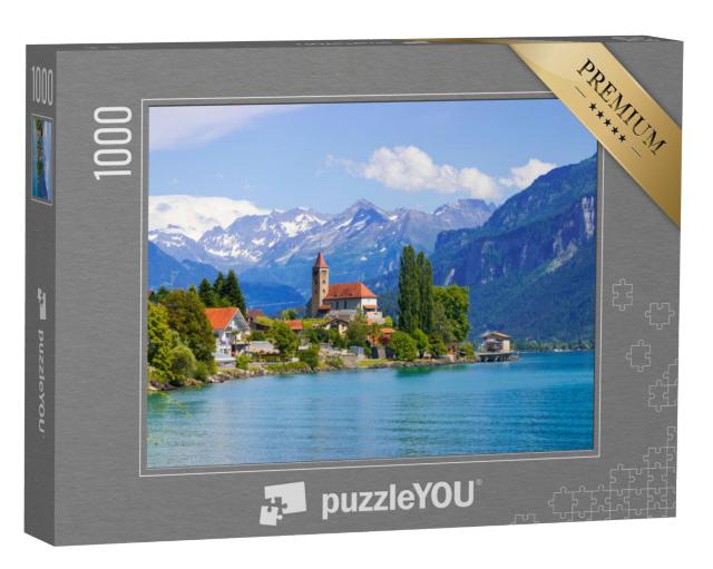 Puzzel 1000 stukjes „Stad Brienz aan het meer van Brienz voor de Alpen, Interlaken, Zwitserland“