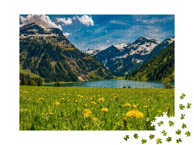 Puzzle 1000 Teile „Vilsalpsee im Frühling, Tannheimer Tal, Österreich“