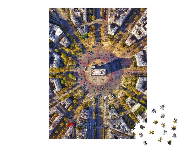 Puzzle 1000 Teile „Perfekte Luftaufnahme des Arc de Triomphe“