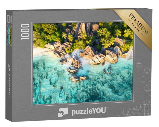 Puzzel 1000 stukjes „Vogelvlucht van het prachtige strand Anse Source D`argent, Seychellen“