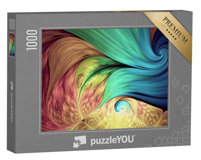 Puzzel 1000 stukjes „Ontspanningspatronen met fractal patronen: vloeiende natuurlijke vormen, bloemen, spiralen“