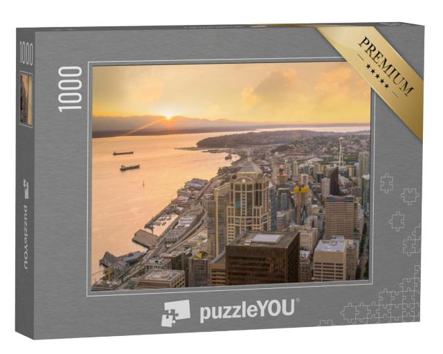 Puzzel 1000 stukjes „Zonsondergang boven Seattle, Washington“