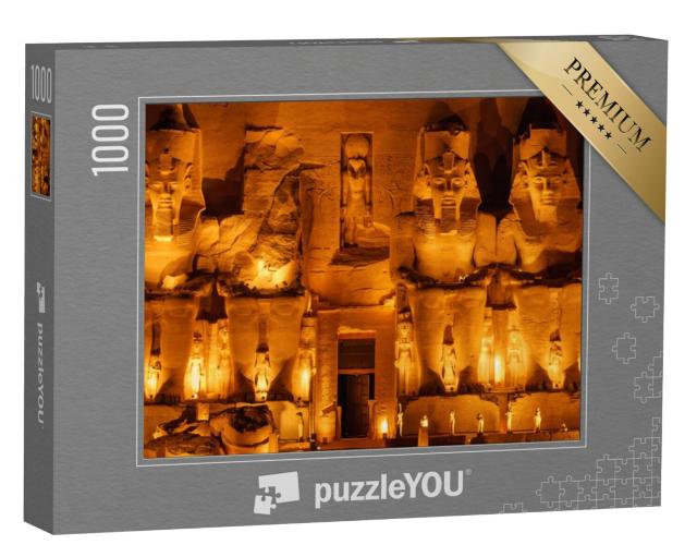 Puzzel 1000 stukjes „Foto van de Abu Simbel Tempel bij nacht“