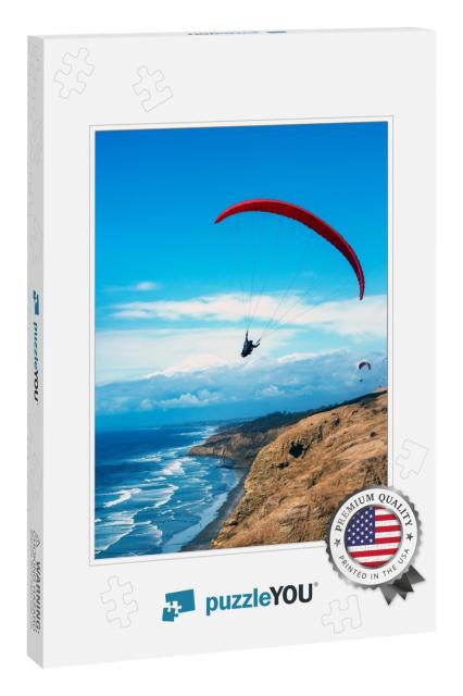 A Paraglider Soaring Over the Pacific Ocean in Torrey Pin... Jigsaw Puzzle