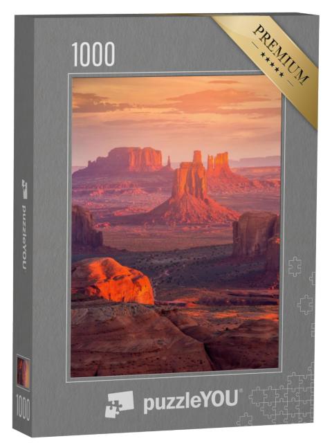 Puzzel 1000 stukjes „Hunts Mesa bij zonsopgang, Monument Valley, Arizona, VS“