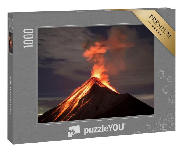 Puzzle „Lava beim Vulkan Fuego in Antigua, Guatemala “