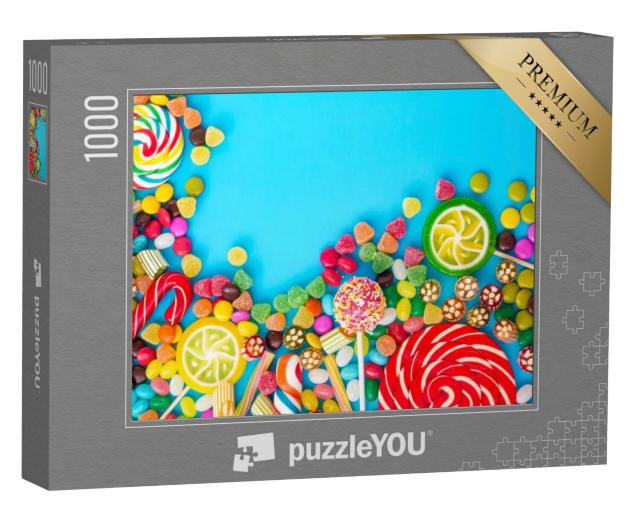 Puzzel 1000 stukjes „Kleurrijk snoep, cakepops en gummibeertjes“