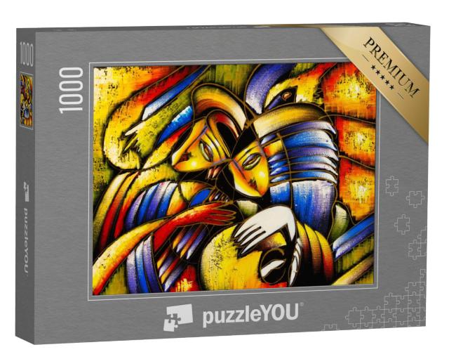 Puzzel 1000 stukjes „Olieverfschilderij: een abstract gezicht als motief“