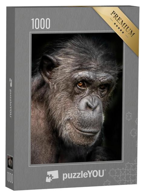 Puzzel 1000 stukjes „Een portretfoto van een vrouwelijke chimpansee“